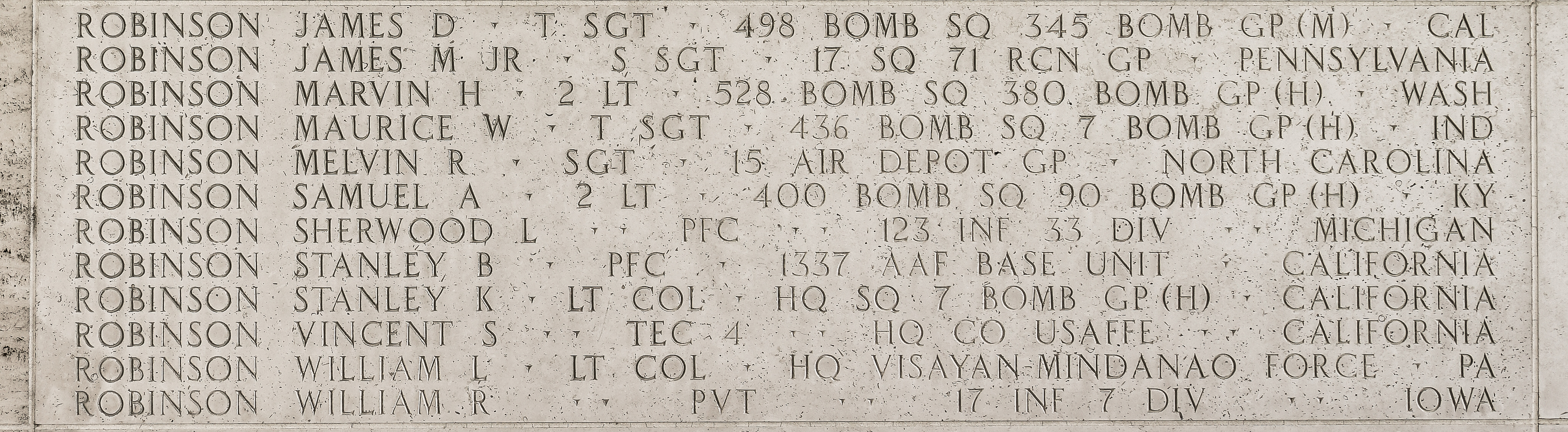 Maurice W. Robinson, Technical Sergeant